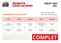 Stage multisport du 7 au 11 juillet 2025