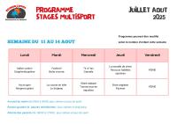 Stage multisport du 11 au 14 aout 2025