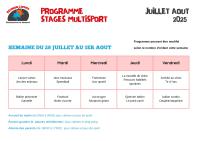 Stage multisport du 28 juillet au 1er aout 2025