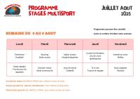 Stage multisport du 4 au 8 aout 2025